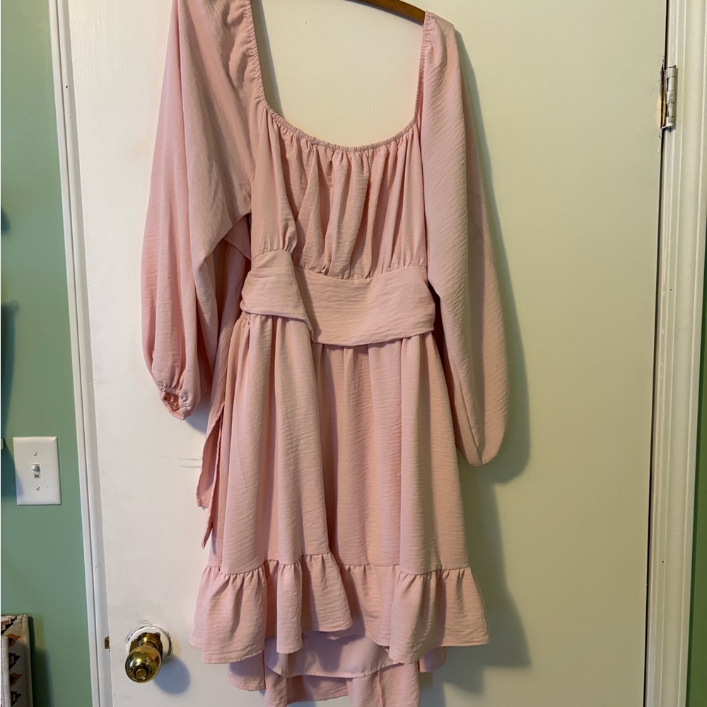 Elegant Pink Long Sleeve Dress